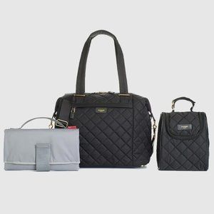 NWOT Storksac Stevie Quilted Black Shoulder Diaper Bag